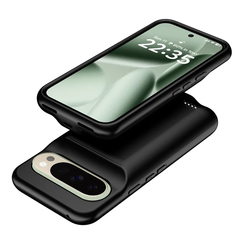 Custodia caricabatterie per telefono Google Pixel 9 / 9 Pro, bordo in TPU morbido, 6000mAh, copertura protettiva posteriore