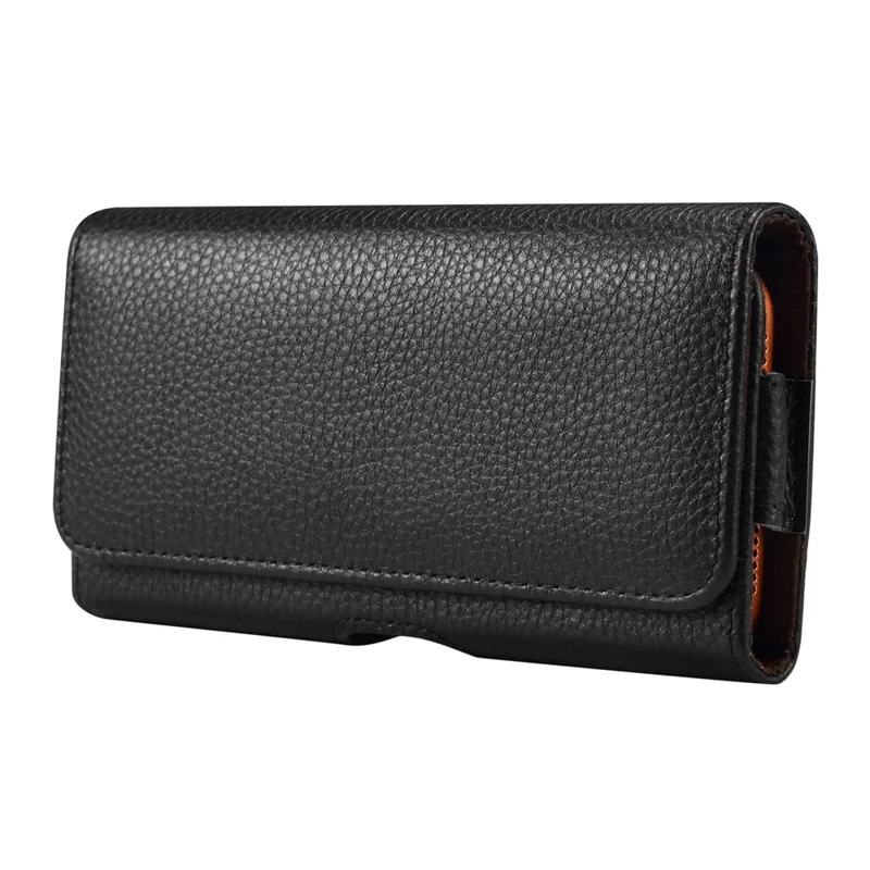 Universal telefonbeskyttelse på 7,2 tommer i ægte kuflæsk med bæltespænde - Sort