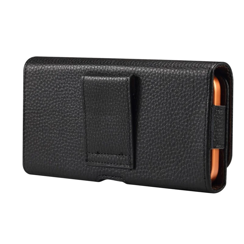 Universal telefonbeskyttelse på 7,2 tommer i ægte kuflæsk med bæltespænde - Sort