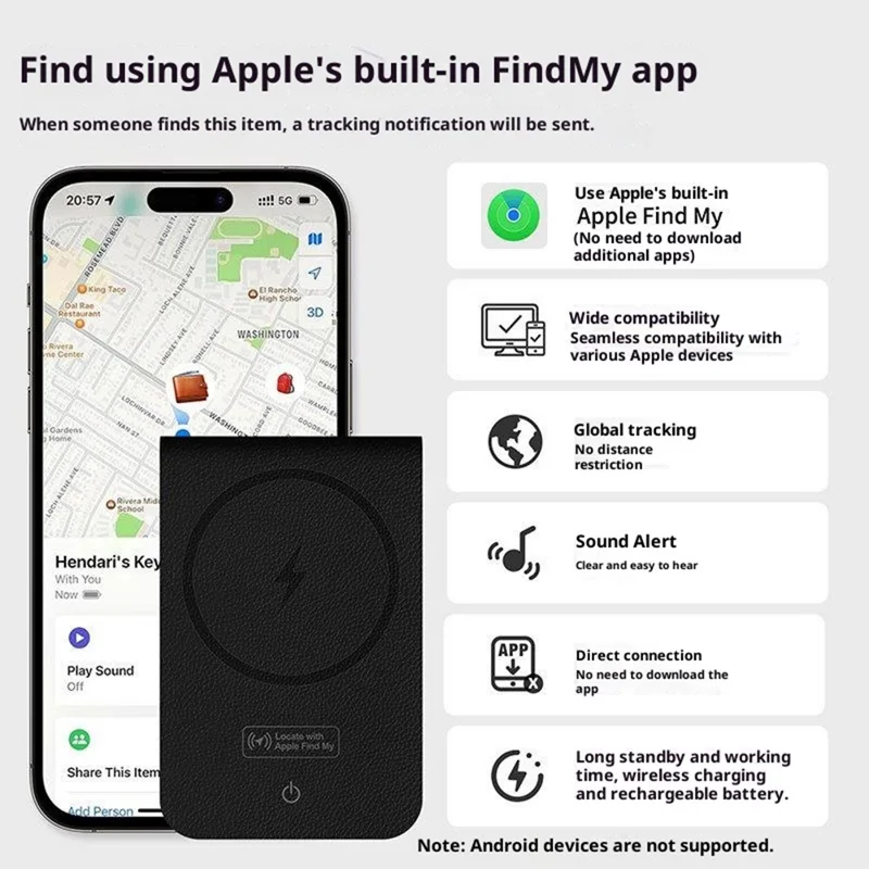 Carteira Anti-Perda de Couro Compatível com Suporte Portátil Magsafe Carteira com Funcionalidade Find My