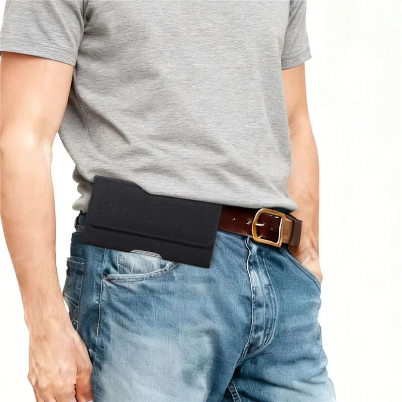 Universal 7 Inch Horizontal Nylon Phone Waist Bag Magnetic Closure Phone Pouch Belt Clip Holster