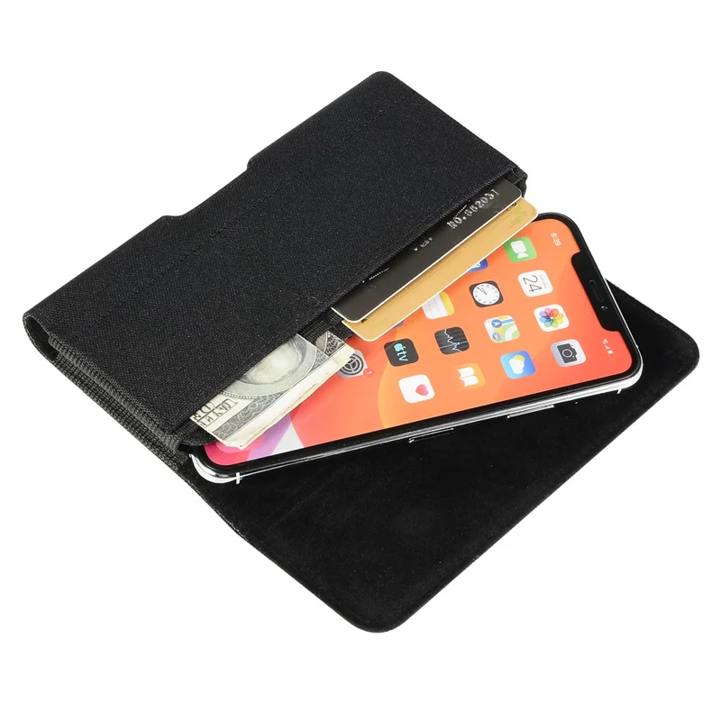 Universal 7 Inch Horizontal Nylon Phone Waist Bag Magnetic Closure Phone Pouch Belt Clip Holster