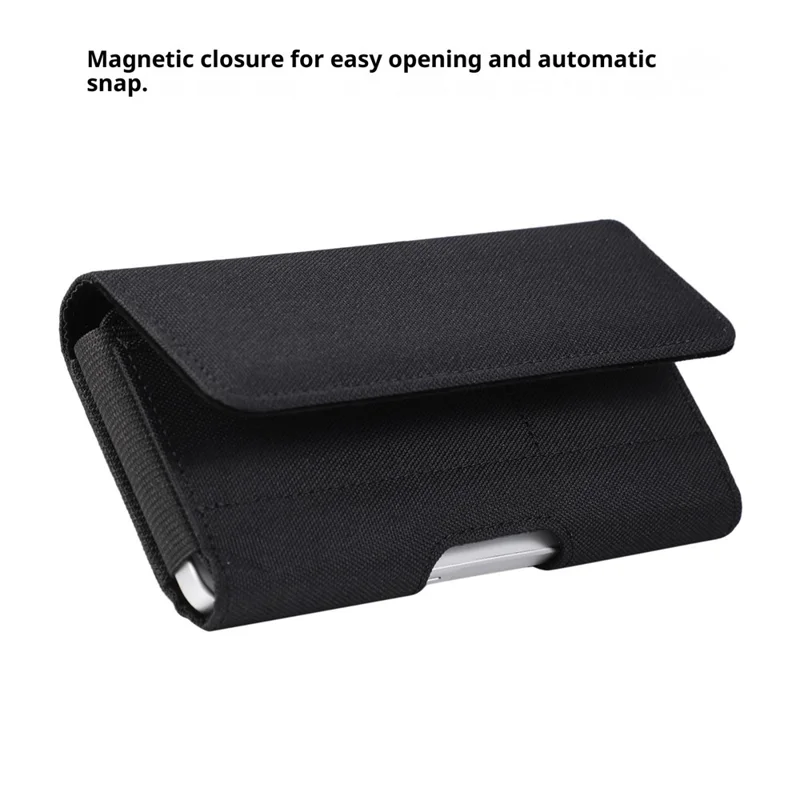 Universal 7 Inch Horizontal Nylon Phone Waist Bag Magnetic Closure Phone Pouch Belt Clip Holster