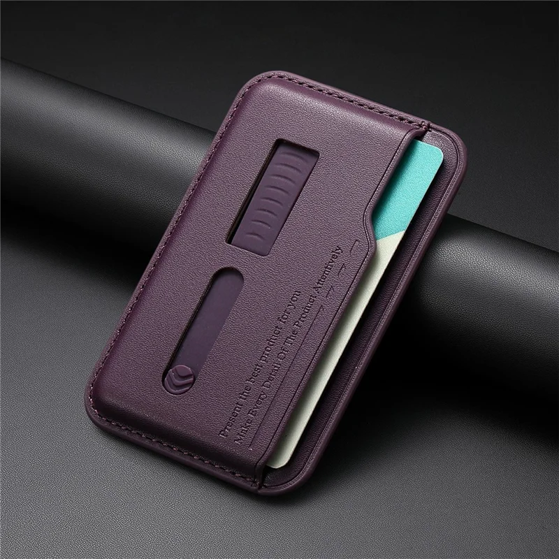 MC-W29 Supporto per schede magnetiche forti per telefono Custodia per schede in silicone con cinturino nascosto - Viola