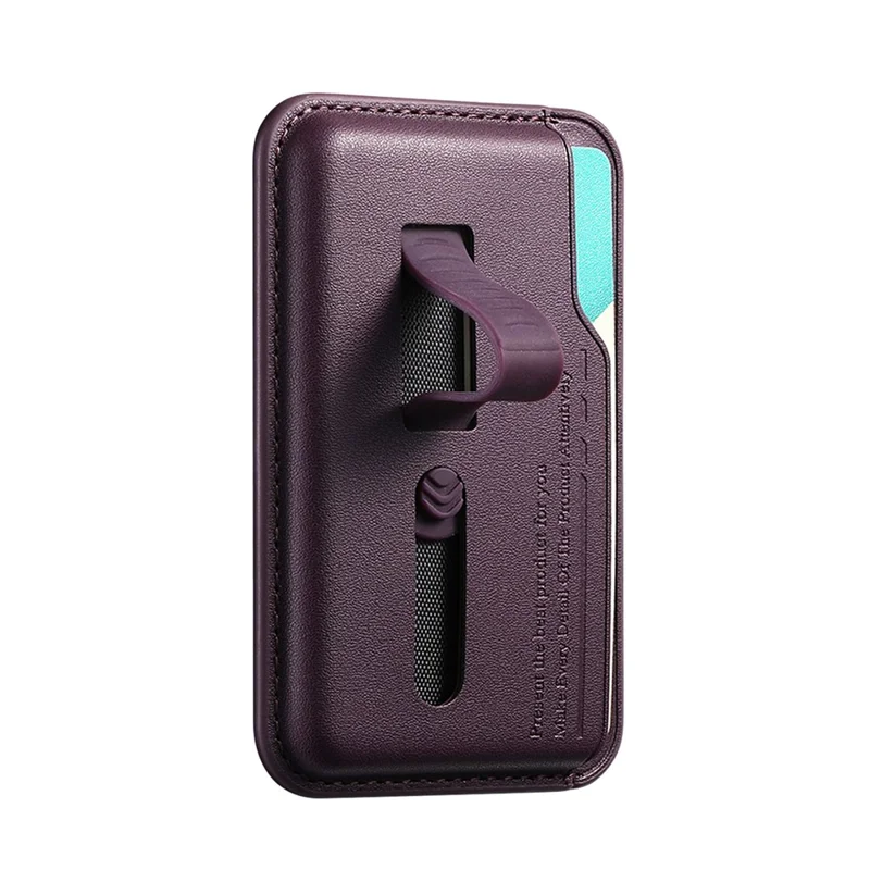 MC-W29 Supporto per schede magnetiche forti per telefono Custodia per schede in silicone con cinturino nascosto - Viola