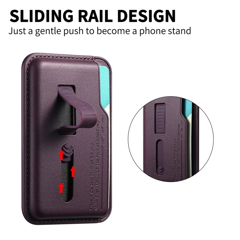 MC-W29 Supporto per schede magnetiche forti per telefono Custodia per schede in silicone con cinturino nascosto - Viola