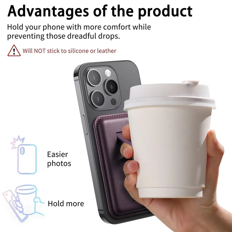 MC-W29 Supporto per schede magnetiche forti per telefono Custodia per schede in silicone con cinturino nascosto - Viola