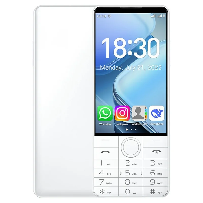 DOOV R70 Tela Sensível ao Toque de 4 Polegadas Android 13 Smartphone 4G Bateria de 2600mAh Celular com Teclado, 6+128GB (sem Câmera) - Branco