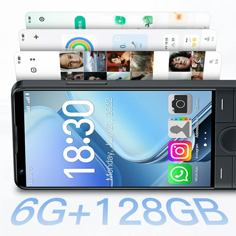 DOOV R70 Tela Sensível ao Toque de 4 Polegadas Android 13 Smartphone 4G Bateria de 2600mAh Celular com Teclado, 6+128GB (sem Câmera) - Branco