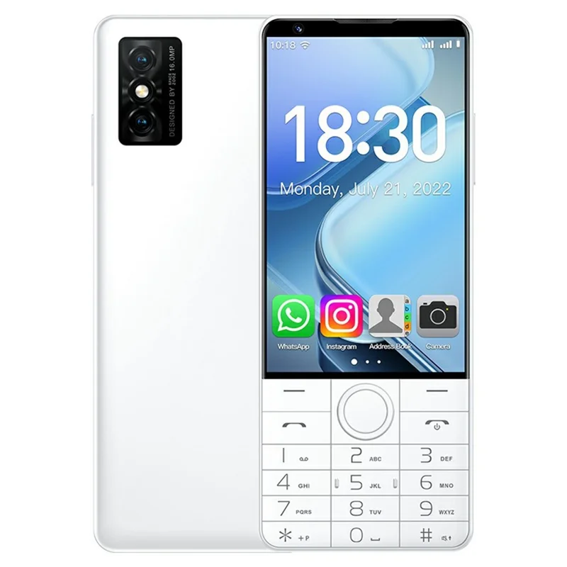 DOOV R70 4 Inch Touch Screen Android 13 4G Smartphone 2600mAh Battery Keypad Cellphone, 6+128GB (with Camera) - White