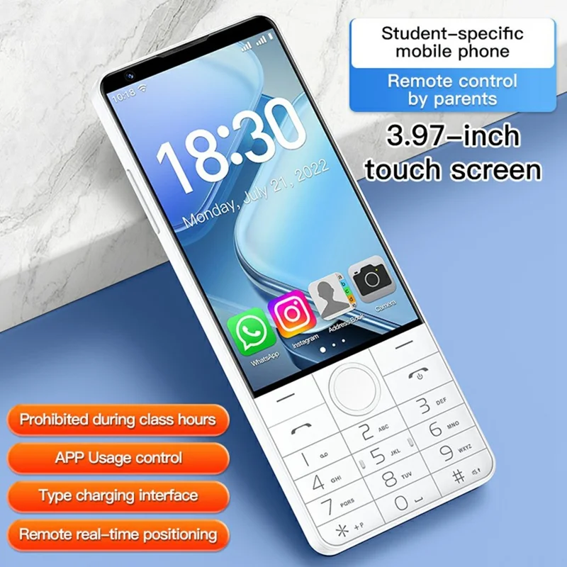 DOOV R70 4 Inch Touch Screen Android 13 4G Smartphone 2600mAh Battery Keypad Cellphone, 6+128GB (with Camera) - White