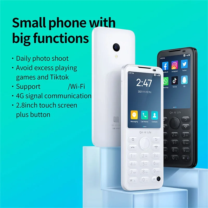 Qin F21 Pro Smart Keypad Phone 5MP Rear + 2MP Front Camera 2.8 Inch Touchscreen Android 11 Cellphone, 3GB+32GB - White