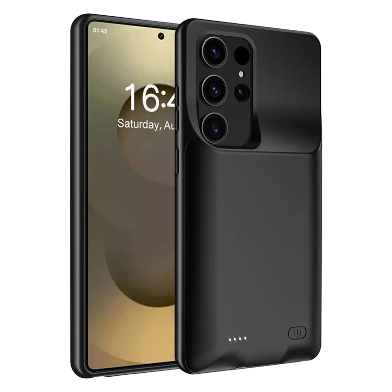 M02 для Samsung Galaxy S26 Ultra чехол с зарядкой из ТПУ 6000 мА·ч с увеличенным сроком работы и светодиодным индикатором — черный