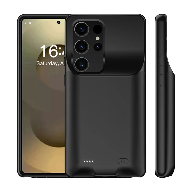 M02 для Samsung Galaxy S26 Ultra чехол с зарядкой из ТПУ 6000 мА·ч с увеличенным сроком работы и светодиодным индикатором — черный