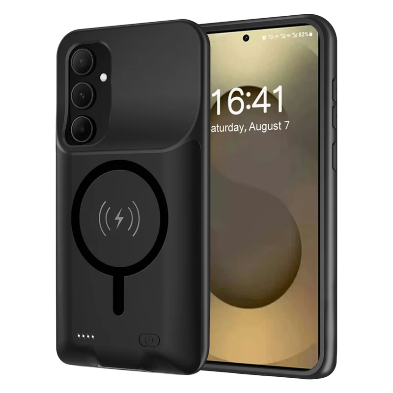 F10 For Samsung Galaxy S26 TPU Charger Case 6000mAh Extended Battery Magnetic Phone Cover - Black