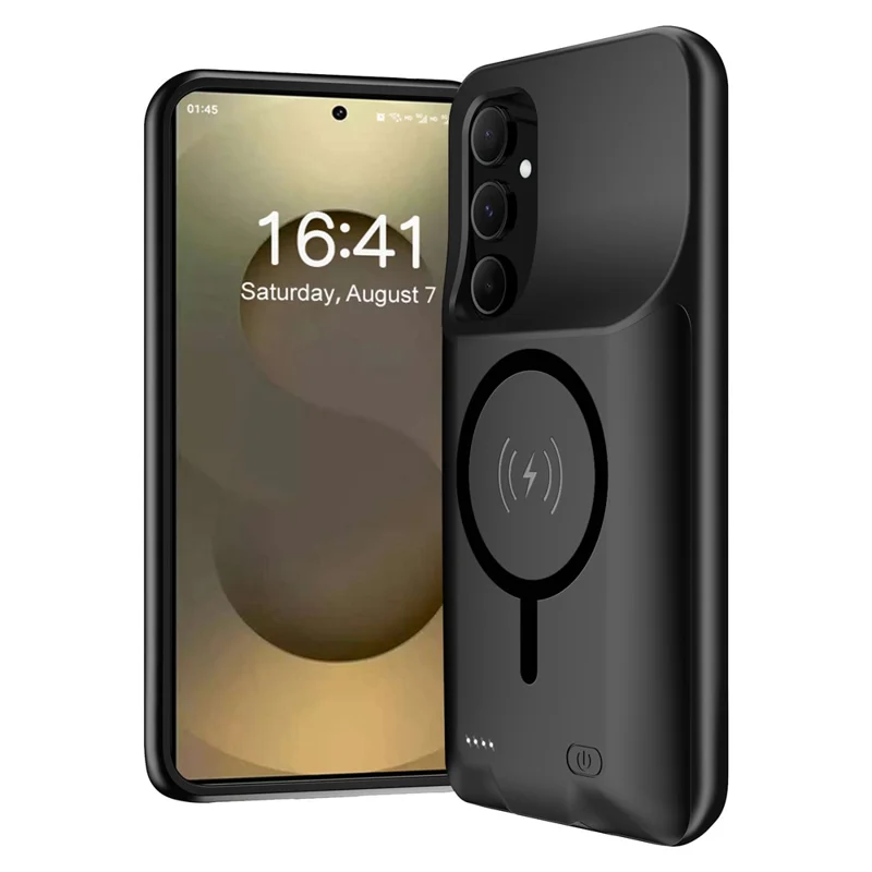 F10 For Samsung Galaxy S26 TPU Charger Case 6000mAh Extended Battery Magnetic Phone Cover - Black