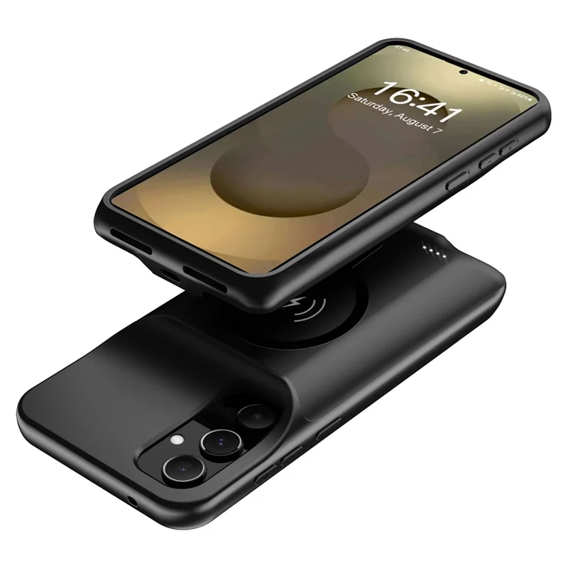 F10 For Samsung Galaxy S26 TPU Charger Case 6000mAh Extended Battery Magnetic Phone Cover - Black