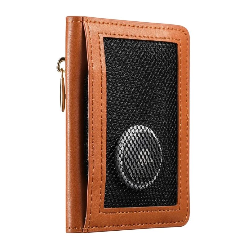 KB-79 Zipper Wallet Card Holder PU Leather Ultra-thin Card Bag - Brown