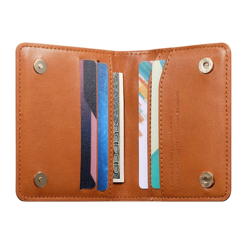 KB-79 Zipper Wallet Card Holder PU Leather Ultra-thin Card Bag - Brown