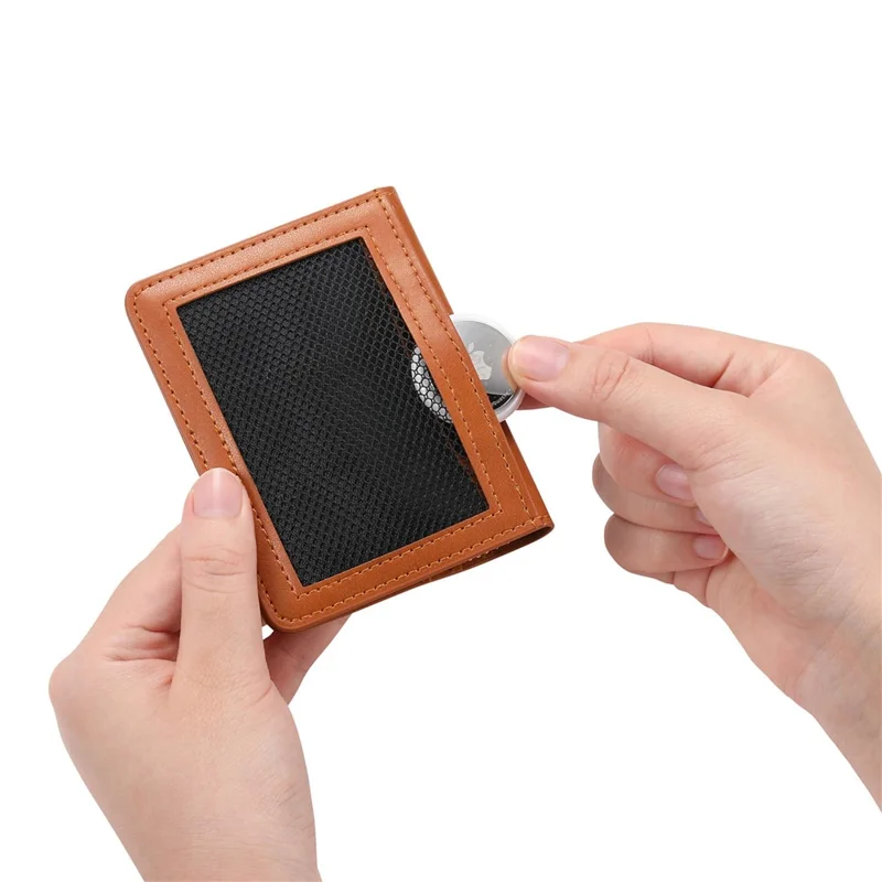 KB-79 Zipper Wallet Card Holder PU Leather Ultra-thin Card Bag - Brown