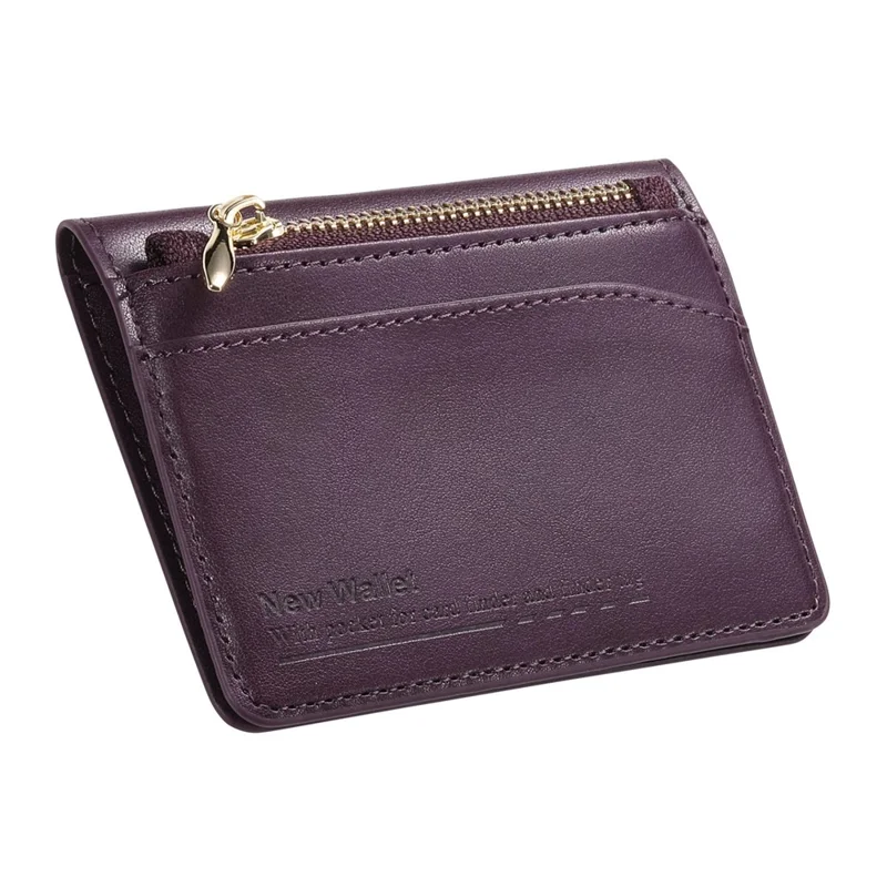KB-79 Zipper Wallet Card Holder PU Leather Ultra-thin Card Bag - Purple