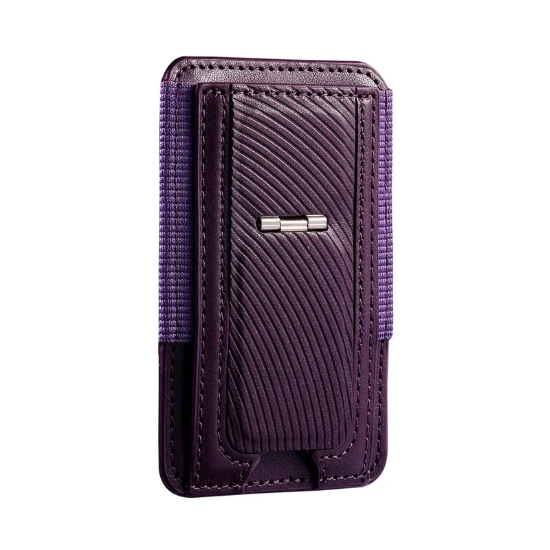 MC-W38 Magnetic Card Holder Kickstand PU Leather Retro Card Case - Purple