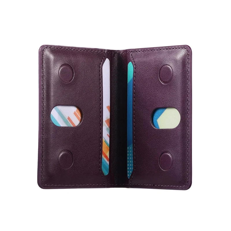 MC-W37 PU Leather Card Holder Kickstand Magnetic Card Case - Purple