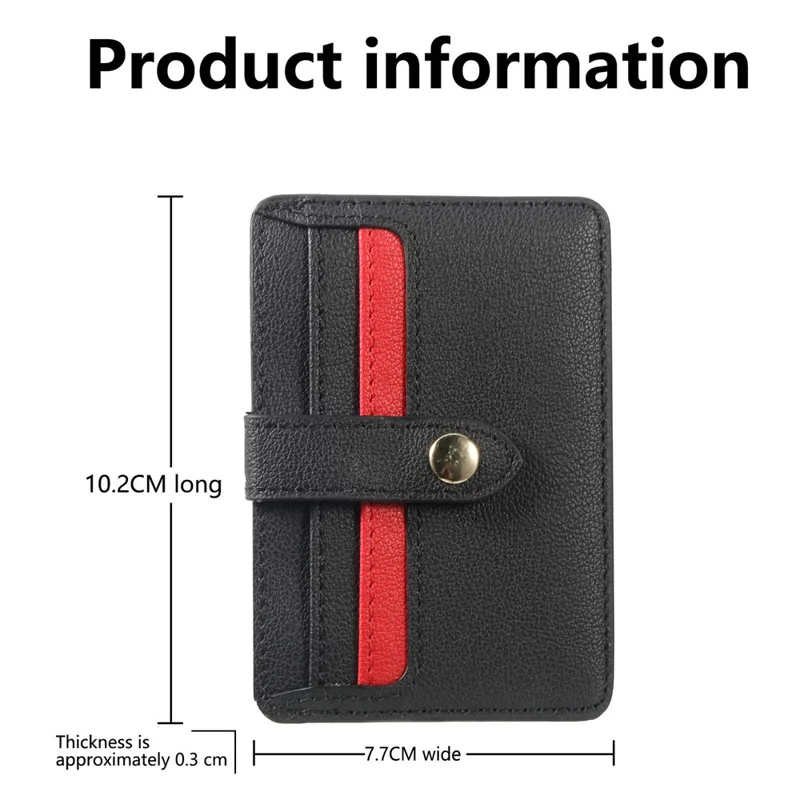MC-W30 Magnetic Card Holder Button PU Leather Card Bag - Black