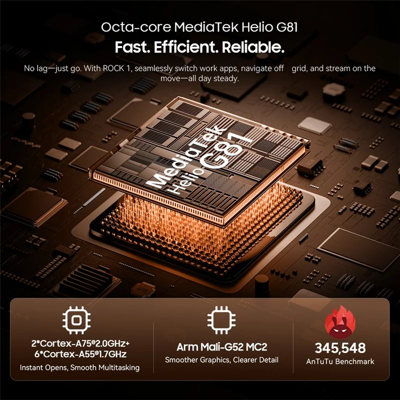 BLACKVIEW ROCK 1 AI Robuuste Smartphone 6,56 Inch Scherm Android 16 4G Mobiele Telefoon met 15000mAh Batterij, 8GB+16GB - Zwart