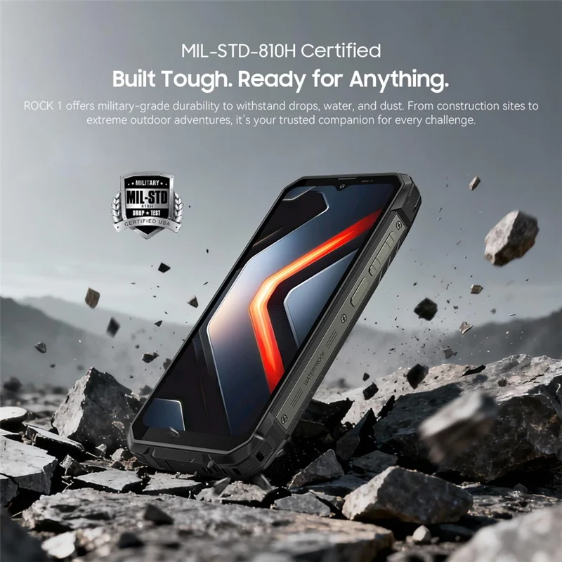 BLACKVIEW ROCK 1 AI Robuuste Smartphone 6,56 Inch Scherm Android 16 4G Mobiele Telefoon met 15000mAh Batterij, 8GB+16GB - Zwart