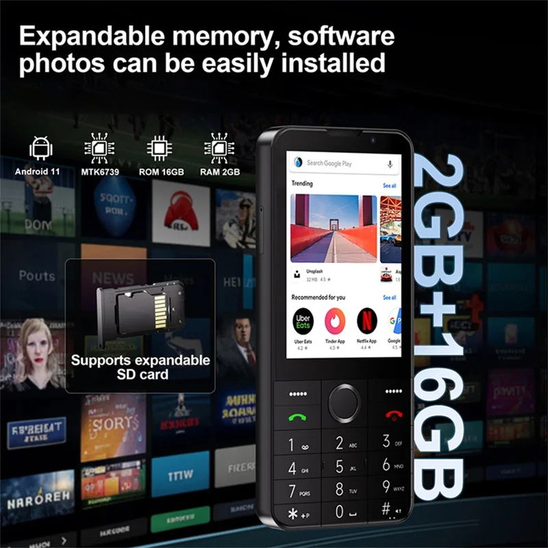 UNIWA F27 PRO 4G Button Smartphone Dual Camera 3.5 Inch TFT Screen Android 11 Cellphone with Physical Keypad, 2+16GB