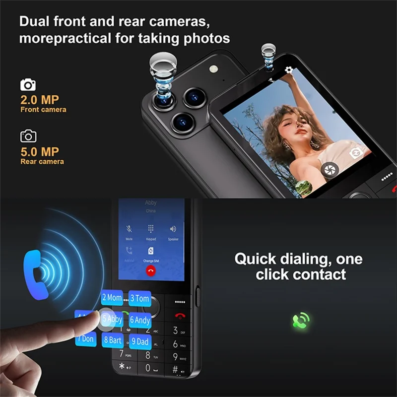 UNIWA F27 PRO 4G Button Smartphone Dual Camera 3.5 Inch TFT Screen Android 11 Cellphone with Physical Keypad, 2+16GB