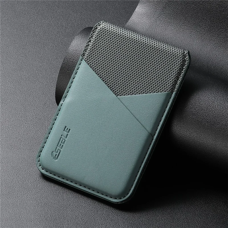 ESEBLE S3 RFID Blocking Magnetic Card Holder Kickstand PU Leather Phone Back Wallet Compatible with MagSafe - Green