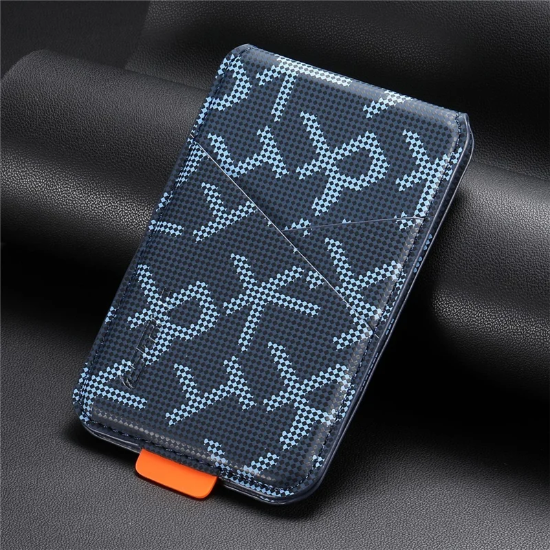 ESEBLE S5 RFID Blocking Magnetic Card Holder Kickstand Letter Print Leather Phone Wallet Compatible with MagSafe - Sapphire
