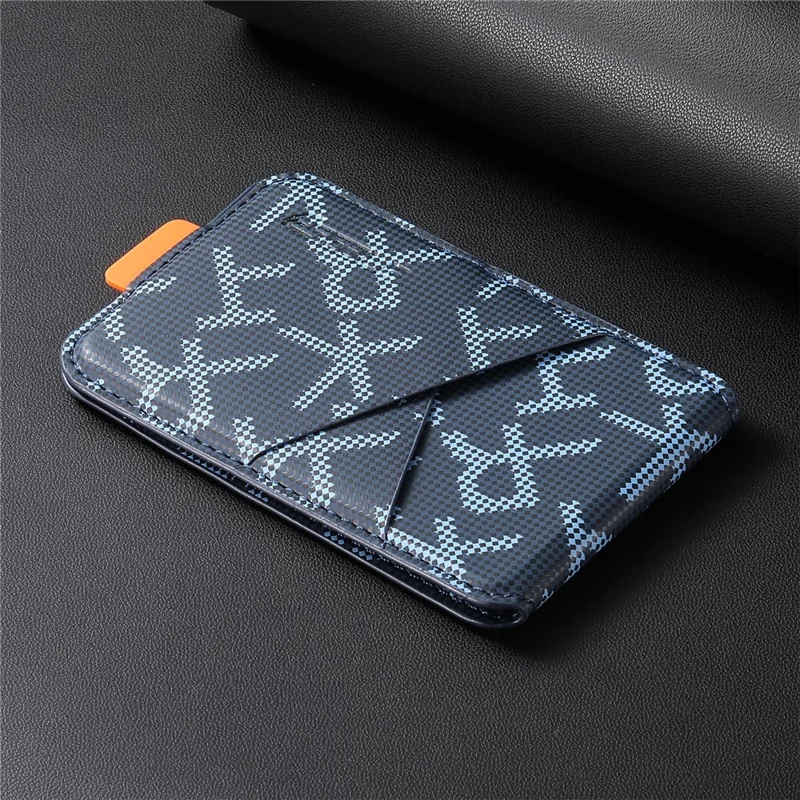 ESEBLE S5 RFID Blocking Magnetic Card Holder Kickstand Letter Print Leather Phone Wallet Compatible with MagSafe - Sapphire