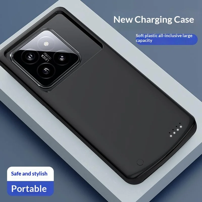 For Xiaomi 14 Pro 10000mAh Battery Case Phone Portable Charger LED Indicator Power Bank - Black