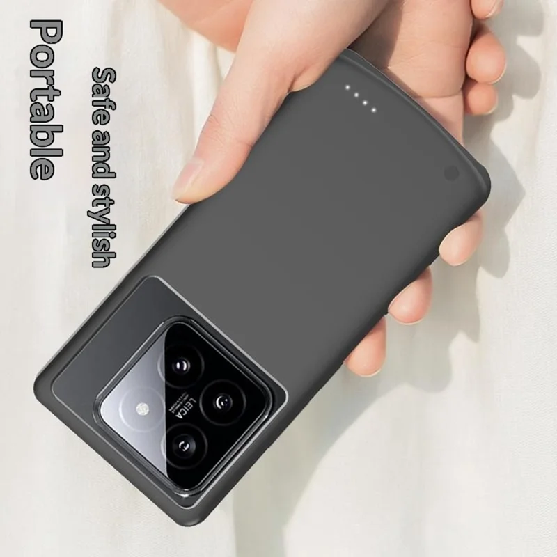 For Xiaomi 14 Pro 10000mAh Battery Case Phone Portable Charger LED Indicator Power Bank - Black