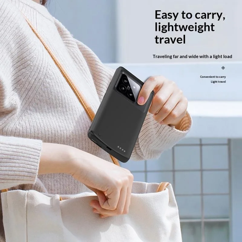 For Xiaomi 14 Pro 10000mAh Battery Case Phone Portable Charger LED Indicator Power Bank - Black