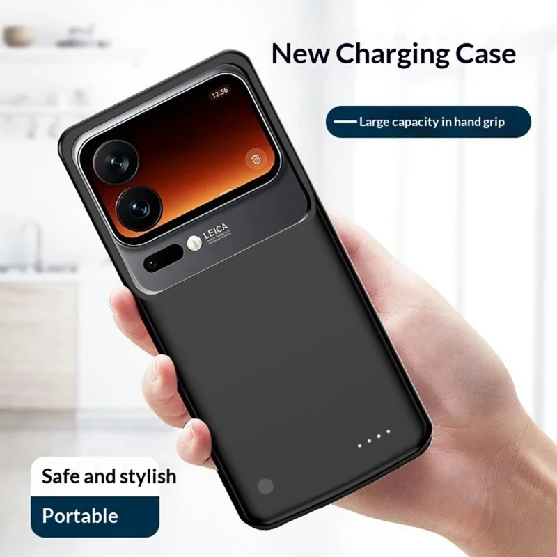 10000mAh Vollflächen-Akku für Xiaomi 17 Pro, Rückclip, tragbares Handy-Ladecase mit LED-Anzeige – Schwarz