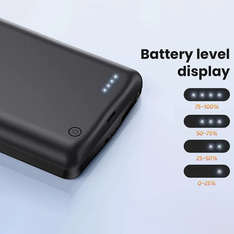 Obudowa z baterią 10000 mAh dla Samsung Galaxy S25 Edge, power bank, pokrowiec ochronny z wskaźnikiem LED