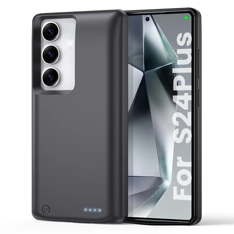For Samsung Galaxy S25+ / S24+ Phone Battery Case 10000mAh Power Bank Rechargeable Extended Battery Pack - Black