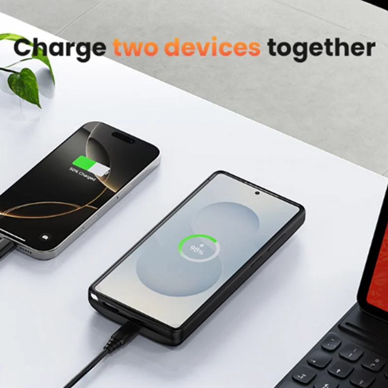 For Samsung Galaxy S25+ / S24+ Phone Battery Case 10000mAh Power Bank Rechargeable Extended Battery Pack - Black