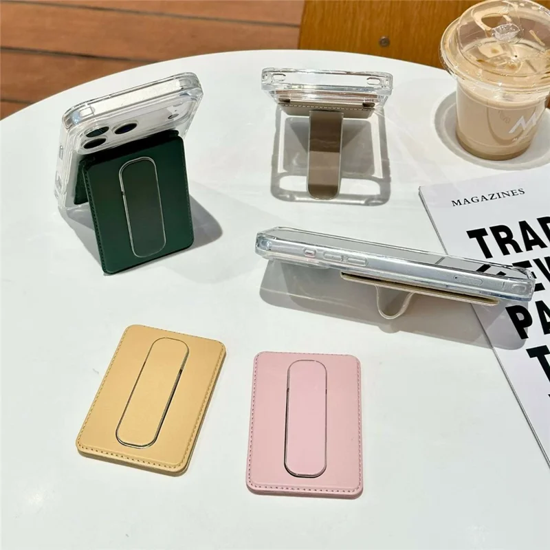 3-in-1 Magnetic Card Wallet Kickstand Multi-function Phone Grip Card Holder - Mint Green