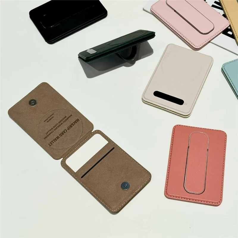 3-in-1 Magnetic Card Wallet Kickstand Multi-function Phone Grip Card Holder - Mint Green