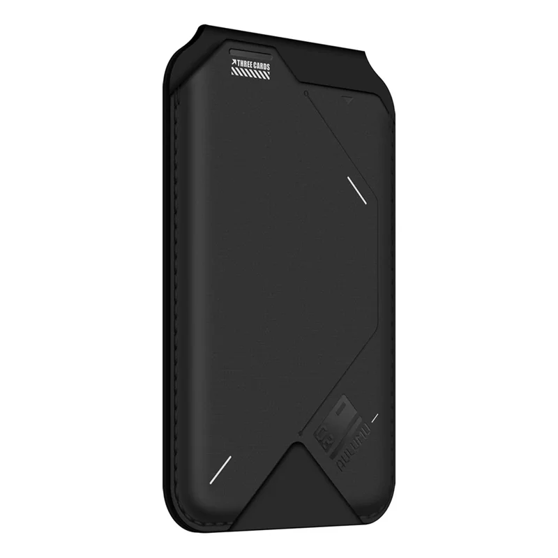 AULUMU G02 Magnetic Card Holder Stand Bi-Fold Wallet Case with ID Window - Black