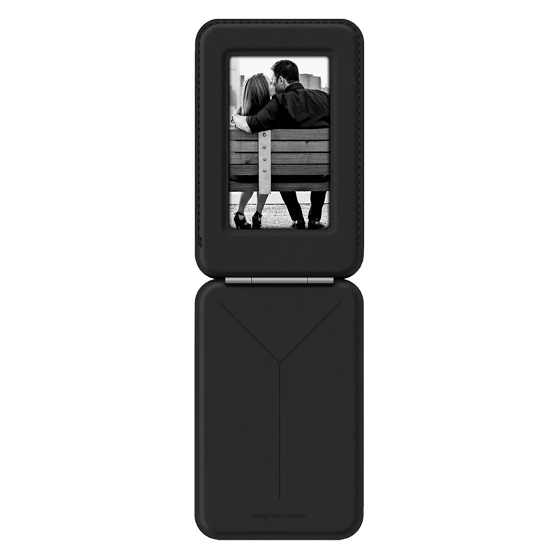 AULUMU G02 Magnetic Card Holder Stand Bi-Fold Wallet Case with ID Window - Black