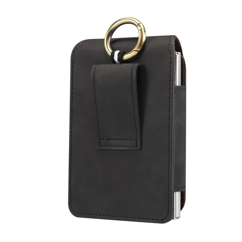 Universal Foldable Phone Belt Pouch PU Leather Holster Case with Clip for Folding Phones (Practical Size: 8.8x13.0x2.5cm) - Black