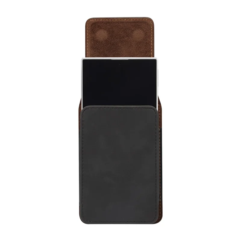 Universal Foldable Phone Belt Pouch PU Leather Holster Case with Clip for Folding Phones (Practical Size: 8.8x13.0x2.5cm) - Black