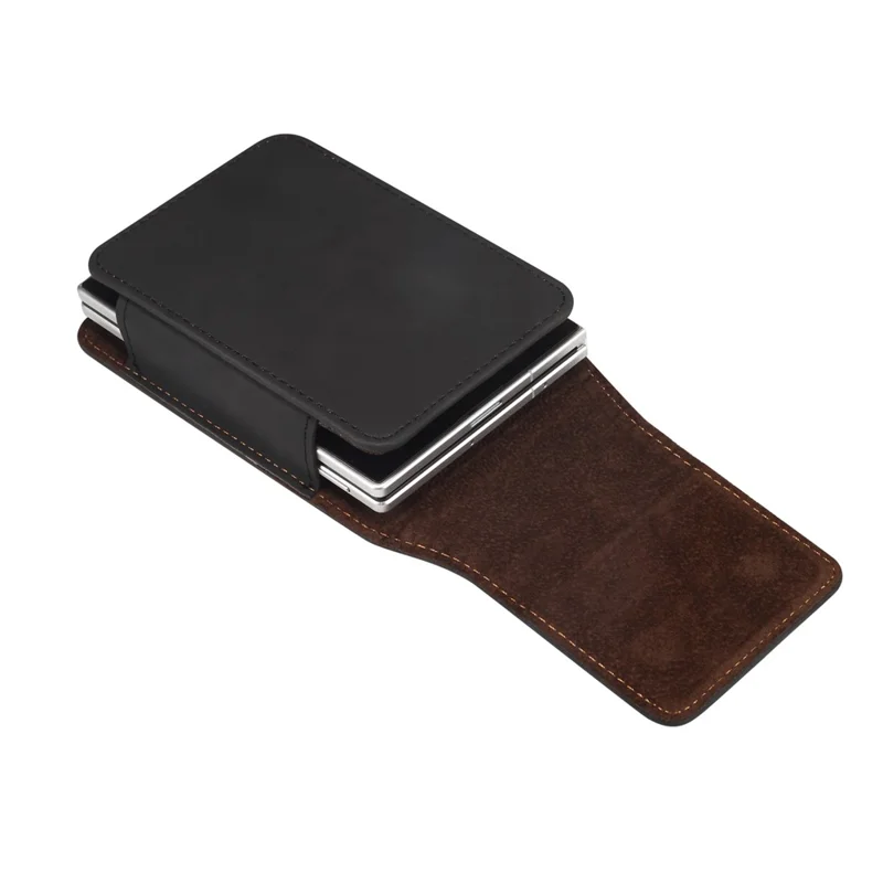 Universal Foldable Phone Belt Pouch PU Leather Holster Case with Clip for Folding Phones (Practical Size: 8.8x13.0x2.5cm) - Black