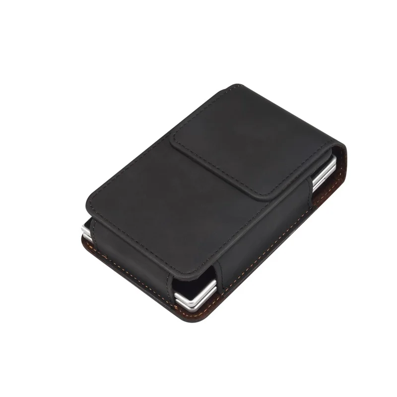 Universal Foldable Phone Belt Pouch PU Leather Holster Case with Clip for Folding Phones (Practical Size: 8.8x13.0x2.5cm) - Black